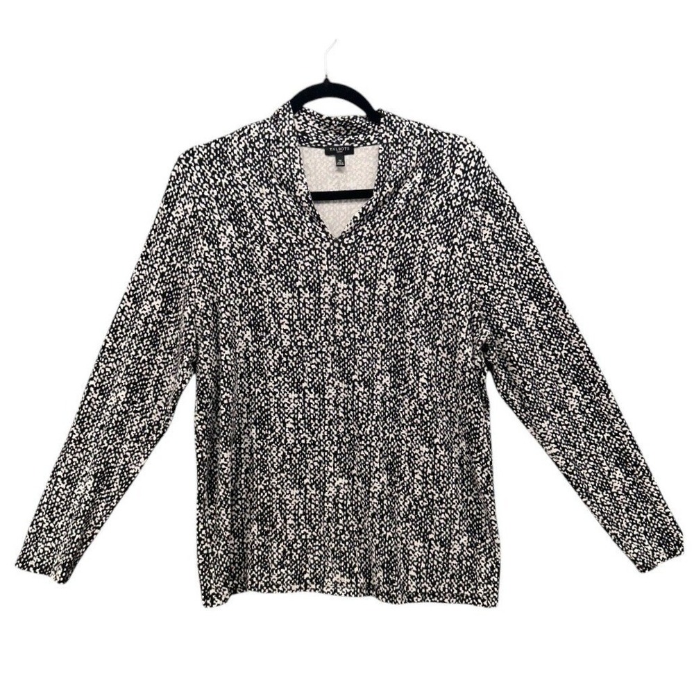Talbots Blouse Black White 1X‎